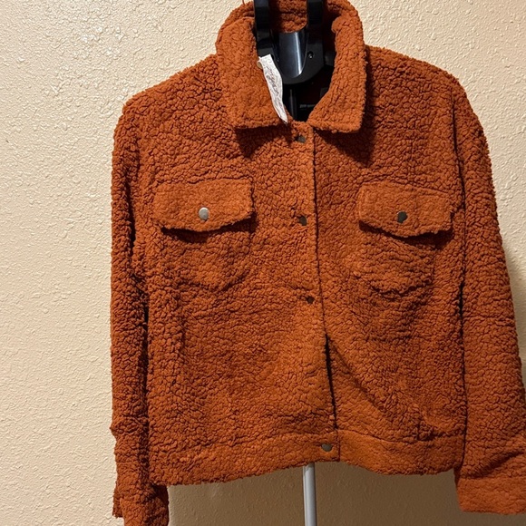 Mystree Jackets & Blazers - Mystree Teddy Fleece Jacket in Warm Rust​
